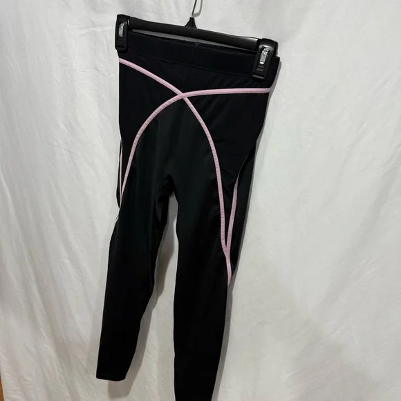 Savage X Fenty Leggings S Black Pink Contrast Stitch High Waist Athleisure Yoga - Picture 2 of 11